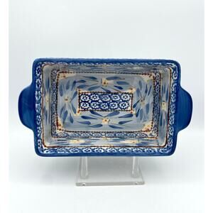 Temptations By Tara Old World Blue 1.5 Qt Loaf Pan Rectangle 10" Baking Dish